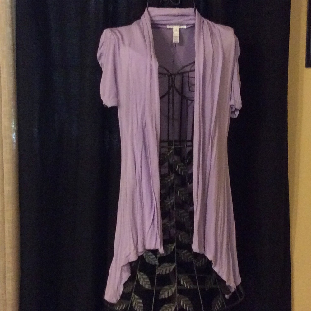 Ambience Apparel Lilac open cardigan.